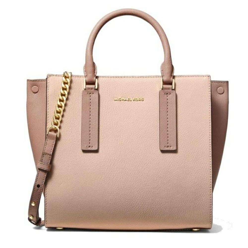 Michael Kors Alessa Pebbled Soft Pink/ Fawn Leather Satchel